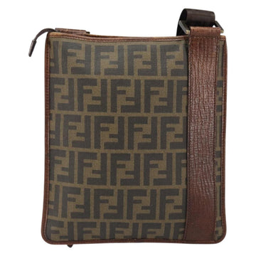 FENDI Zucca Canvas Shoulder Bag PVC Black Brown Auth am9623 - 0