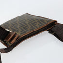 FENDI Zucca Canvas Schoudertas PVC Zwart Bruin Auth am9623-6