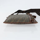 FENDI Zucca Canvas Schoudertas PVC Zwart Bruin Auth am9623-5