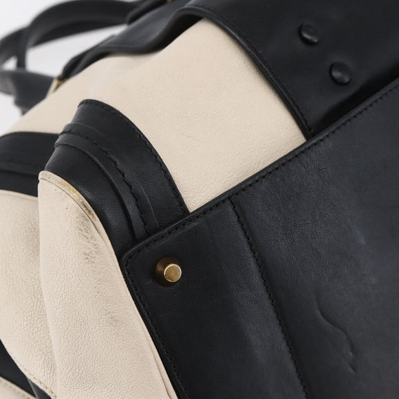 Chloe Alice Hand Bag Leather Black Gold Auth am9624