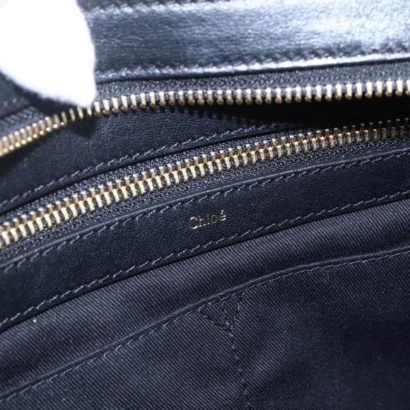 Chloe Alice Hand Bag Leather Black Gold Auth am9624