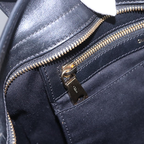 Chloe Alice Hand Bag Leather Black Gold Auth am9624