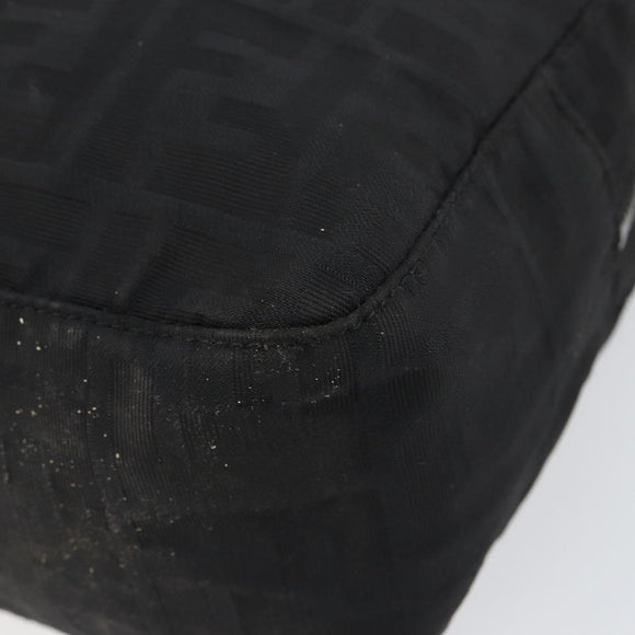 FENDI Zucca Canvas Shoulder Bag Black Silver Auth am9627