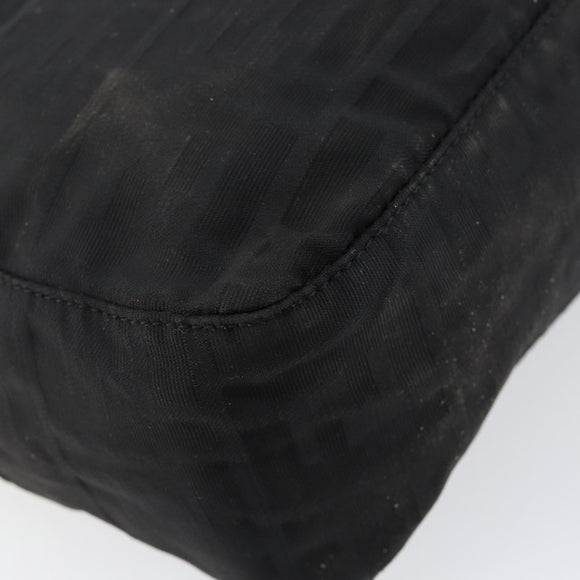 FENDI Zucca Canvas Shoulder Bag Black Silver Auth am9627