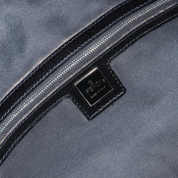 FENDI Zucca Canvas Shoulder Bag Black Silver Auth am9627