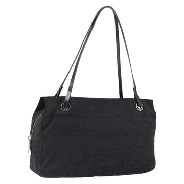 FENDI Zucca Canvas Shoulder Bag Black Silver Auth am9627