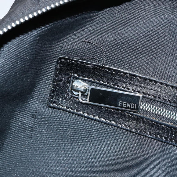 FENDI Zucca Canvas Shoulder Bag Black Silver Auth am9627