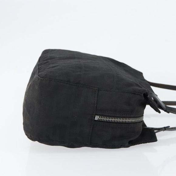 FENDI Zucca Canvas Shoulder Bag Black Silver Auth am9627