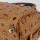 MCM Logogram Vicetos Hand Bag PVC Leather Brown Gold Auth am9628-10