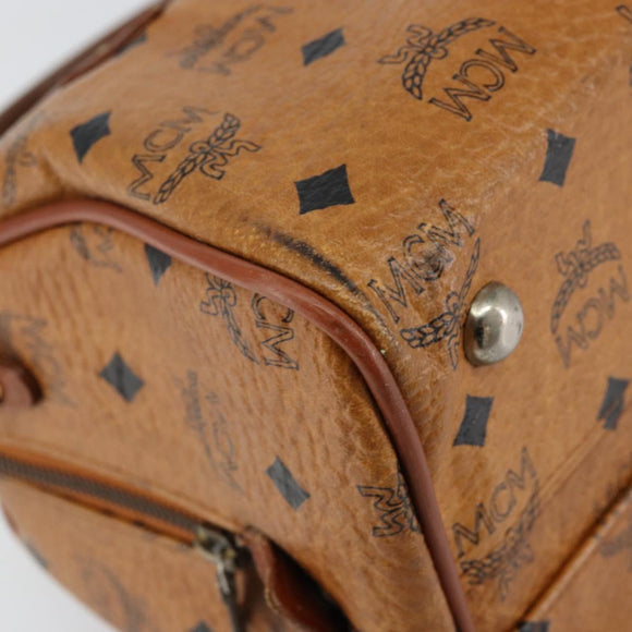 MCM Logogram Vicetos Hand Bag PVC Leather Brown Gold Auth am9628
