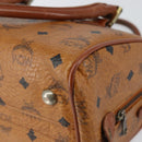 MCM Logogram Vicetos Hand Bag PVC Leather Brown Gold Auth am9628-12