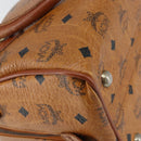 MCM Logogram Vicetos Hand Bag PVC Leather Brown Gold Auth am9628-13