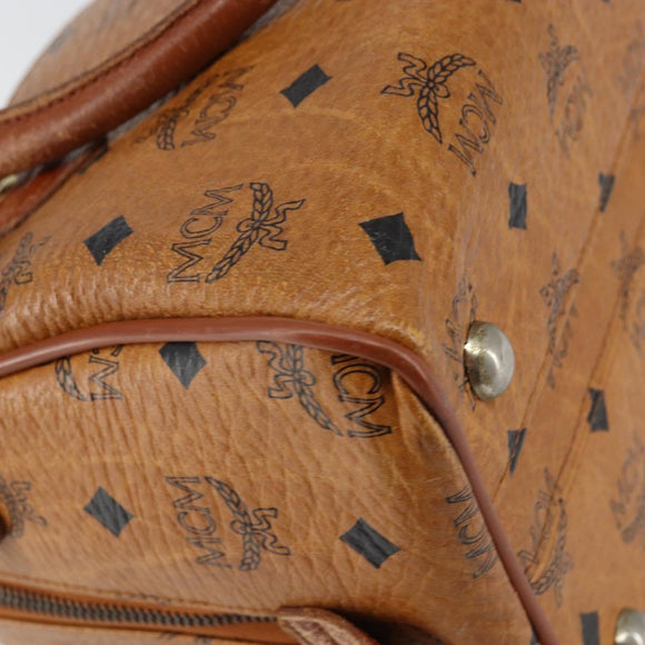 MCM Logogram Vicetos Hand Bag PVC Leather Brown Gold Auth am9628