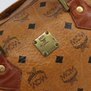 MCM Logogram Vicetos Hand Bag PVC Leather Brown Gold Auth am9628-14