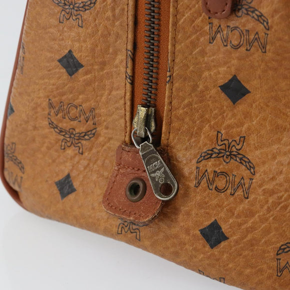 MCM Logogram Vicetos Hand Bag PVC Leather Brown Gold Auth am9628