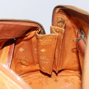 MCM Logogram Vicetos Hand Bag PVC Leather Brown Gold Auth am9628-20