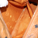 MCM Logogram Vicetos Hand Bag PVC Leather Brown Gold Auth am9628-23