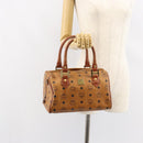 MCM Logogram Vicetos Hand Bag PVC Leather Brown Gold Auth am9628-24