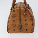 MCM Logogram Vicetos Hand Bag PVC Leather Brown Gold Auth am9628-4