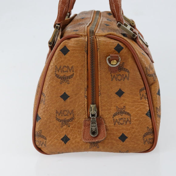 MCM Logogram Vicetos Hand Bag PVC Leather Brown Gold Auth am9628