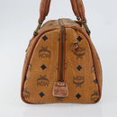 MCM Logogram Vicetos Hand Bag PVC Leather Brown Gold Auth am9628-5
