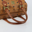 MCM Logogram Vicetos Hand Bag PVC Leather Brown Gold Auth am9628-7