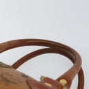 MCM Logogram Vicetos Hand Bag PVC Leather Brown Gold Auth am9628-8