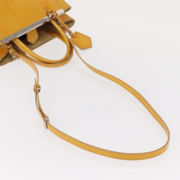 FENDI 2 JOURS Hand Bag Leather 2way Yellow Silver Auth am9630