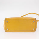 FENDI 2 JOURS Hand Bag Leather 2way Yellow Silver Auth am9630-6
