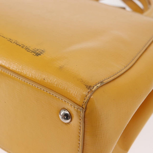 FENDI 2 JOURS Hand Bag Leather 2way Yellow Silver Auth am9630