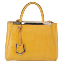 FENDI 2 JOURS Hand Bag Leather 2way Yellow Silver Auth am9630-13