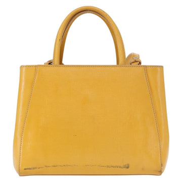 FENDI 2 JOURS Hand Bag Leather 2way Yellow Silver Auth am9630 - 0