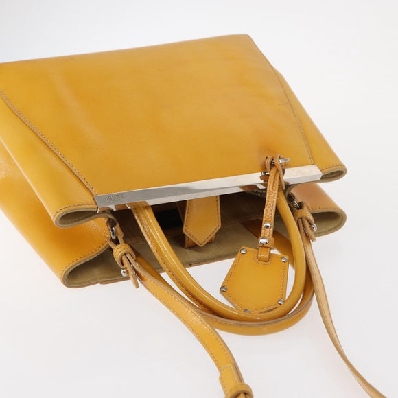 FENDI 2 JOURS Hand Bag Leather 2way Yellow Silver Auth am9630