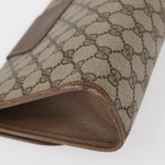 GUCCI GG Supreme Web Sherry Line Clutch Bag PVC Beige Gold 89 01 030 Auth am9631