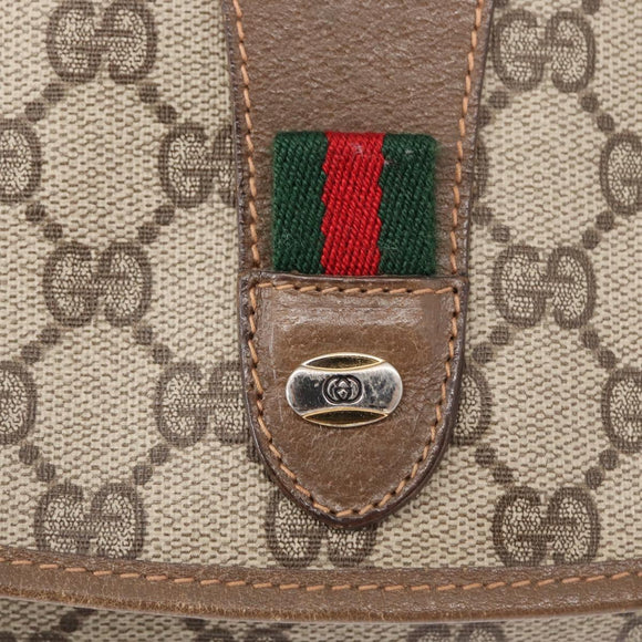 GUCCI GG Supreme Web Sherry Line Clutch Bag PVC Beige Gold 89 01 030 Auth am9631