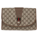 GUCCI GG Supreme Web Sherry Line Clutch Bag PVC Beige Gold 89 01 030 Auth am9631-2