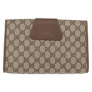 GUCCI GG Supreme Web Sherry Line Clutch Bag PVC Beige Gold 89 01 030 Auth am9631-3