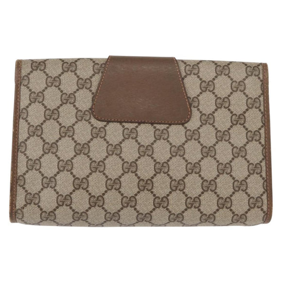 GUCCI GG Supreme Web Sherry Line Clutch Bag PVC Beige Gold 89 01 030 Auth am9631