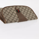 GUCCI GG Supreme Web Sherry Line Clutch Bag PVC Beige Gold 89 01 030 Auth am9631-6