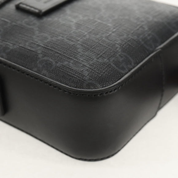 GUCCI GG Supreme Sherry Line Shoulder Bag PVC Black Silver 598103 Auth am9634M