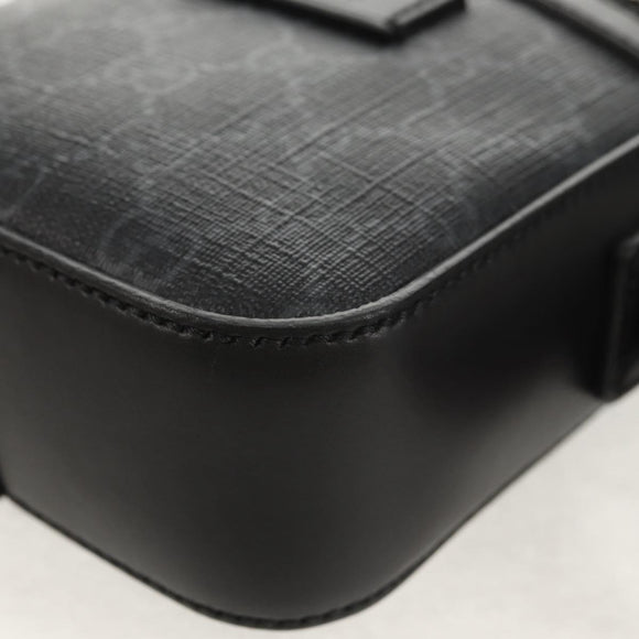 GUCCI GG Supreme Sherry Line Shoulder Bag PVC Black Silver 598103 Auth am9634M