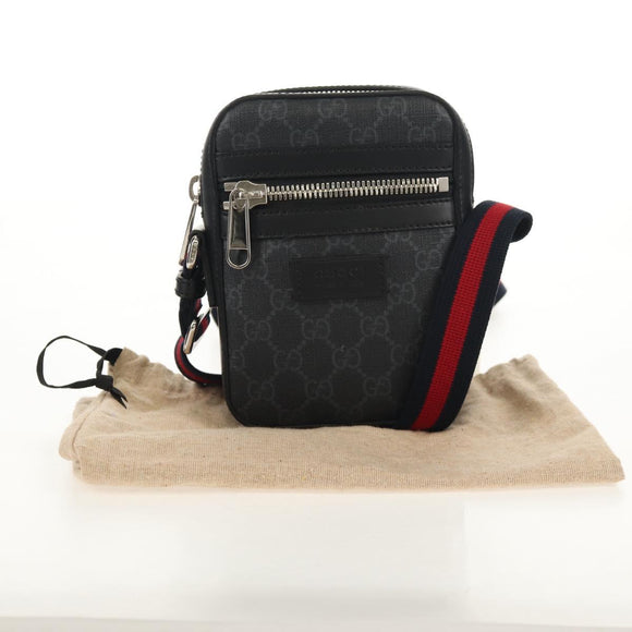 GUCCI GG Supreme Sherry Line Shoulder Bag PVC Black Silver 598103 Auth am9634M