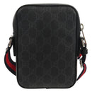 GUCCI GG Supreme Sherry Line Shoulder Bag PVC Black Silver 598103 Auth am9634M-2