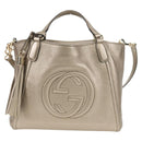 GUCCI Soho Hand Bag Leather 2way Champagne Gold Gold 336751 Auth am9635V-2