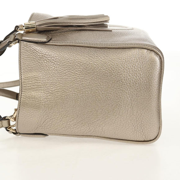 GUCCI Soho Hand Bag Leather 2way Champagne Gold Gold 336751 Auth am9635V