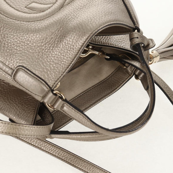 GUCCI Soho Hand Bag Leather 2way Champagne Gold Gold 336751 Auth am9635V