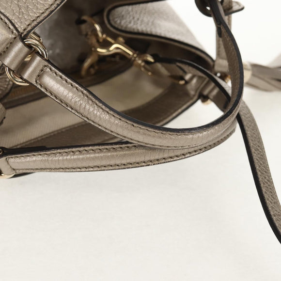 GUCCI Soho Hand Bag Leather 2way Champagne Gold Gold 336751 Auth am9635V