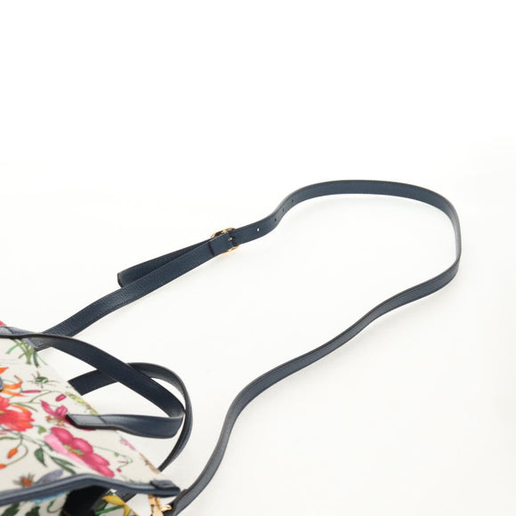 GUCCI Flora Hand Bag Canvas 2way Blue White 550141 Auth am9636M
