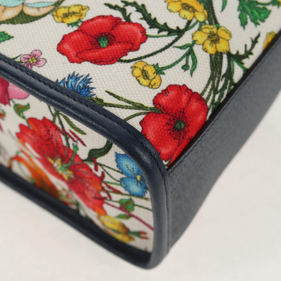 GUCCI Flora Hand Bag Canvas 2way Blue White 550141 Auth am9636M