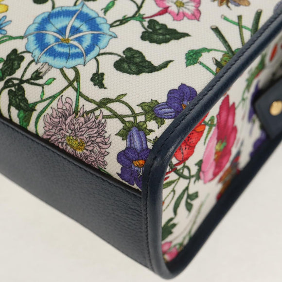 GUCCI Flora Hand Bag Canvas 2way Blue White 550141 Auth am9636M